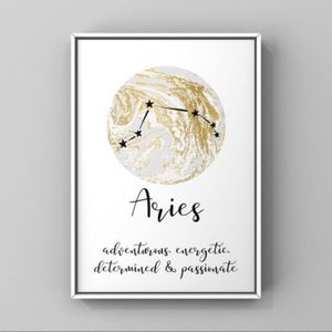 Aries Zodiac sign constellation pattern gold art